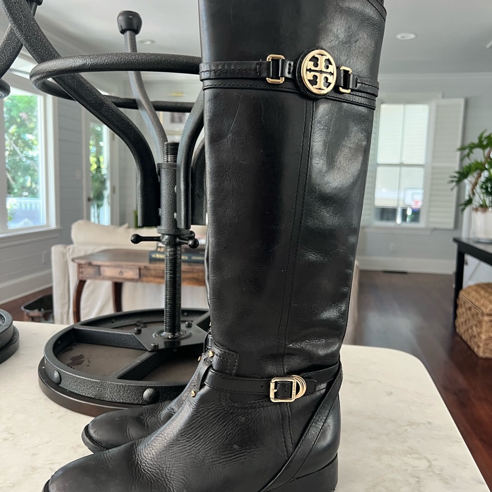 Tory Burch Black Leather Riding Boots